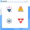 Mobile Interface Flat Icon Set of 4 Pictograms of bouquet, group, roses, construction, management