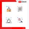 Mobile Interface Flat Icon Set of 4 Pictograms of business, engagement, startup, processing, ring