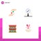 Mobile Interface Flat Icon Set of 4 Pictograms of care, accommodation, help, find, travel