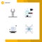 Mobile Interface Flat Icon Set of 4 Pictograms of control, drink, bulb, autumn, business