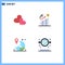 Mobile Interface Flat Icon Set of 4 Pictograms of heart  location  wedding  marketing  marker