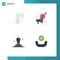 Mobile Interface Flat Icon Set of 4 Pictograms of hot, film, campaign, target, oscar