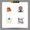 Mobile Interface Flat Icon Set of 4 Pictograms of label, care, sale, retail, world