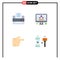 Mobile Interface Flat Icon Set of 4 Pictograms of printer, right, business, screen, bathroom