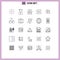 Mobile Interface Line Set of 25 Pictograms of candy, sweets, balloon, food, cookie