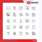 Mobile Interface Line Set of 25 Pictograms of chart, save, science, battery, internet