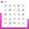 Mobile Interface Line Set of 25 Pictograms of construction, base, report, recycle, environment