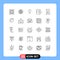 Mobile Interface Line Set of 25 Pictograms of delete, data, light, base, ui