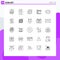 Mobile Interface Line Set of 25 Pictograms of eye, women, laboratory, plan, calendar