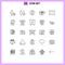 Mobile Interface Line Set of 25 Pictograms of grid, architect, money, genome, gene