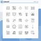 Mobile Interface Line Set of 25 Pictograms of lock, key, gear, heart, direction