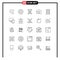 Mobile Interface Line Set of 25 Pictograms of picture, image, sale, camera, canada