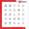 Mobile Interface Line Set of 25 Pictograms of spring, technology, ecommerce, power, location