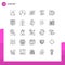 Mobile Interface Line Set of 25 Pictograms of supermarket, milk, male, target, set