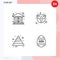 Mobile Interface Line Set of 4 Pictograms of bank, career, growth, child, pyramid