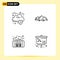 Mobile Interface Line Set of 4 Pictograms of cloud, investment, mountain, nature, finance