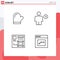 Mobile Interface Line Set of 4 Pictograms of glouve, human, kitchen, body, browser