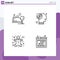 Mobile Interface Line Set of 4 Pictograms of hotel, cookie, glass, dollar, holidays