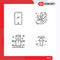 Mobile Interface Line Set of 4 Pictograms of phone, entertainment, android, grower, levitation