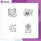 Mobile Interface Line Set of 4 Pictograms of time, down, pray, qa, business