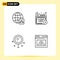 Mobile Interface Line Set of 4 Pictograms of world, love, article, online, page