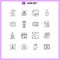 Mobile Interface Outline Set of 16 Pictograms of bangla, bangladesh label, devices, computer, mouse