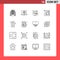 Mobile Interface Outline Set of 16 Pictograms of burn, machine, bomb, iot, coffee