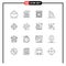 Mobile Interface Outline Set of 16 Pictograms of dubai hotel, burj al arab, full, website, success