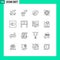 Mobile Interface Outline Set of 16 Pictograms of end, switch, leaf, control, success