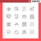 Mobile Interface Outline Set of 16 Pictograms of finance, map, devices, location, delivery