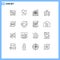 Mobile Interface Outline Set of 16 Pictograms of new, badge, apartment, video, television