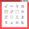 Mobile Interface Outline Set of 16 Pictograms of pirate, property, star, insurance, idea
