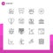 Mobile Interface Outline Set of 16 Pictograms of ui, image, performance, camera, soup