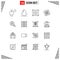 Mobile Interface Outline Set of 16 Pictograms of yen, education, medicine, back to school, fan