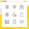 Mobile Interface Outline Set of 9 Pictograms of family, sledge, business, sled, gifts