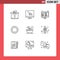 Mobile Interface Outline Set of 9 Pictograms of hospital, medicine, coding, medical, setting