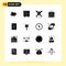Mobile Interface Solid Glyph Set of 16 Pictograms of app, computing, interior, laptop, shield