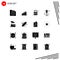 Mobile Interface Solid Glyph Set of 16 Pictograms of autocracy, meter, analysis, machine, link