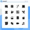 Mobile Interface Solid Glyph Set of 16 Pictograms of blogging, computer, store, office, science