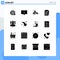 Mobile Interface Solid Glyph Set of 16 Pictograms of broadcasting, satellite, ramadan, rate, business