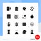 Mobile Interface Solid Glyph Set of 16 Pictograms of calculator, tree, cloud, healthcare, thinking