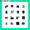 Mobile Interface Solid Glyph Set of 16 Pictograms of cell, startup, locked, investment, thanksgiving