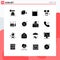 Mobile Interface Solid Glyph Set of 16 Pictograms of christmas, love, play, fathers, brim