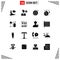 Mobile Interface Solid Glyph Set of 16 Pictograms of design, game, dollar, danger, clover