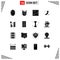 Mobile Interface Solid Glyph Set of 16 Pictograms of economy, currency, broken, coin, arrows