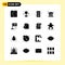 Mobile Interface Solid Glyph Set of 16 Pictograms of flag, money, business, house, coins