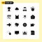 Mobile Interface Solid Glyph Set of 16 Pictograms of hands, lock, weather, interface, education