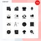 Mobile Interface Solid Glyph Set of 16 Pictograms of love, server, crown, bundle, gear