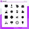 Mobile Interface Solid Glyph Set of 16 Pictograms of management, business, eco green, asset, property