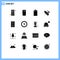 Mobile Interface Solid Glyph Set of 16 Pictograms of mobile, virus, battery, usb, malware